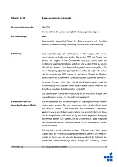 Infoblatt 30: Sonderausgabe – Das neue Jugendschutzgesetz