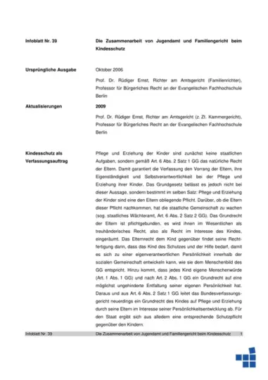 Infoblatt 39: Zusammenarbeit von Jugendamt und Familiengericht beim Kinderschutz