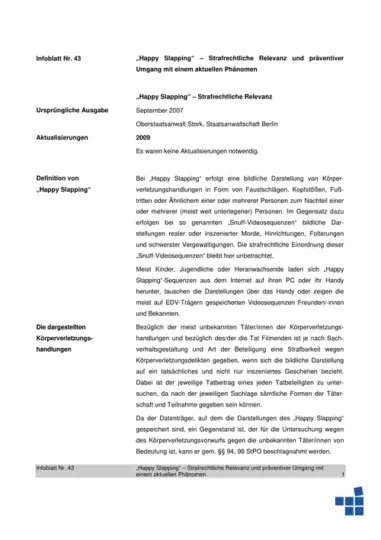 Infoblatt 43: Happy Slapping – Strafrechtliche Relevanz und präventiver Umgang