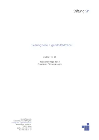 Infoblatt 58: Registereinträge – Teil III – Erweitertes Führungszeugnis